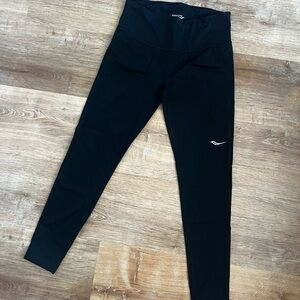 Saucony Black Leggings Athletic Stretch Bottoms